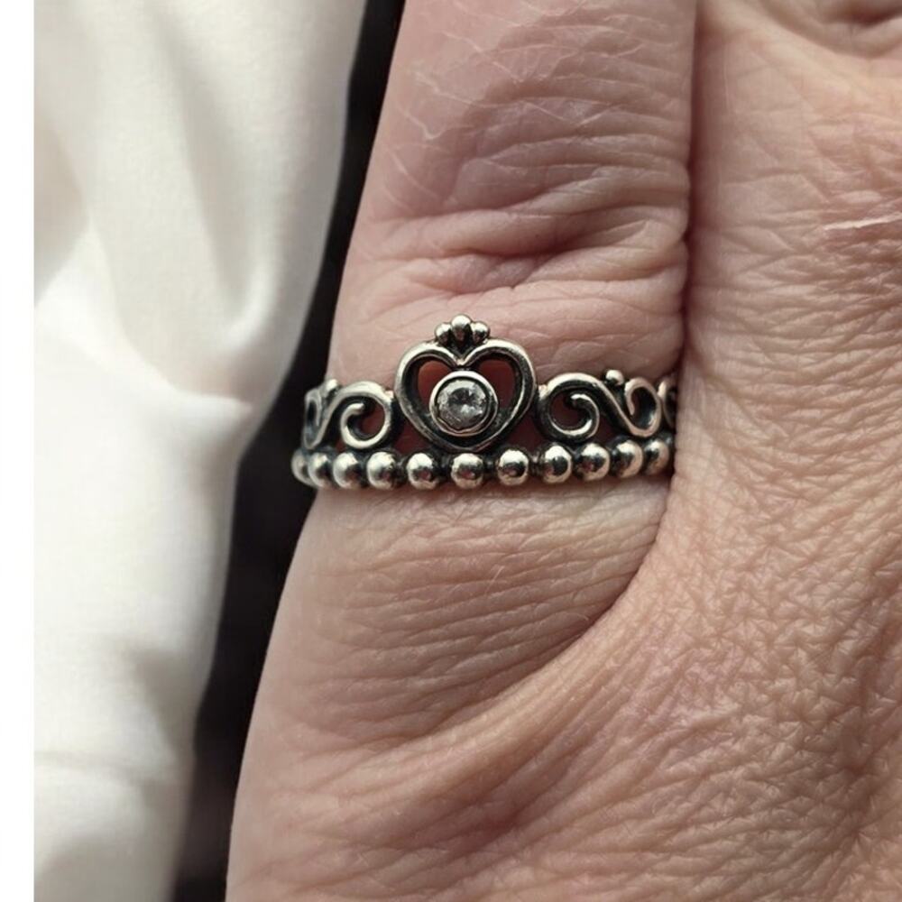 Pandora Princess Tiara Crown Ring Sterling Silver Size 7.5 – Romantic Gift